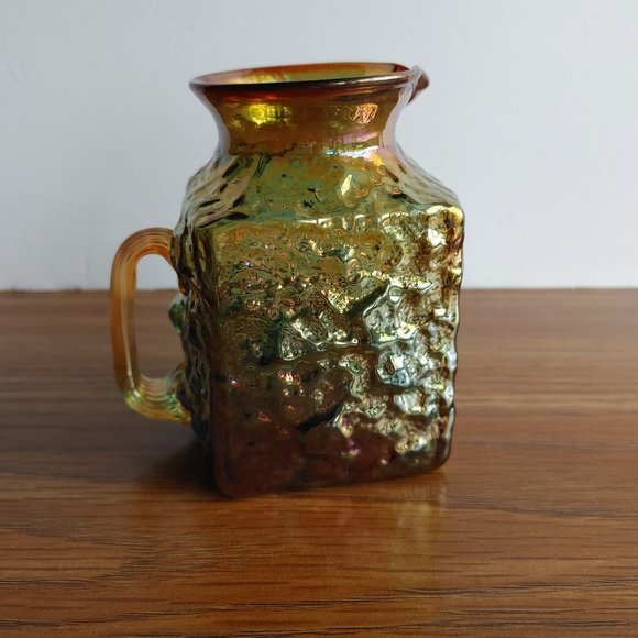 Vintage Pilgrim Glass Carnival/Art Glass Cream Pitcher "Nugget" Pattern - Picture 2 of 9